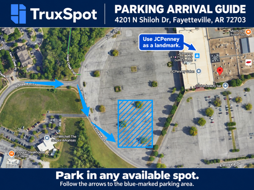 Truck Parking  Northwest Arkansas Mall: 4201 N Shiloh Dr, Fayetteville, AR 72703 - 3